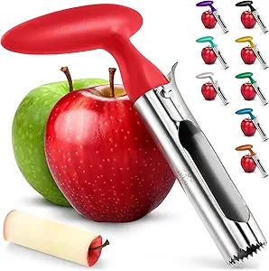 Zulay Kitchen Premium Apple Corer Tool - Ultra Sharp, Stainless Steel, Serrated Blades for Easy Coring - Easy to Use & Clean, Durable Apple Corer Remover for Baking Apples & More - Red